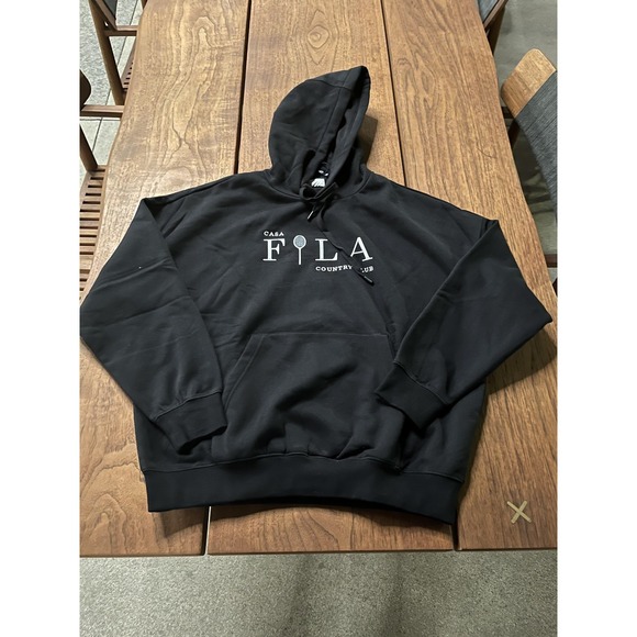 Fila Hoodie Mens Medium‎ Black Casa Country Club Tennis Sweatshirt RU431114